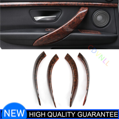 Interior Door Armrest Strip Trim 4PCS Fit For BMW 3 Series 2013-2019 Wood Grain