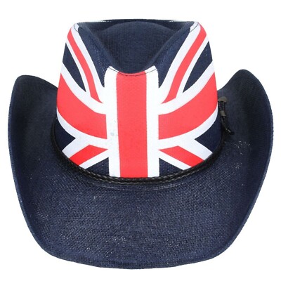 Union Jack Cowboyhut mit steifem Papier & PU-Band - Patriotischer Western Style Hut