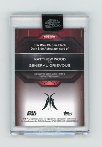 2024 Topps Chrome Black Star Wars As GENERAL GRIEVOUS Dark Side Auto #ADS-MW - Picture 2 of 2