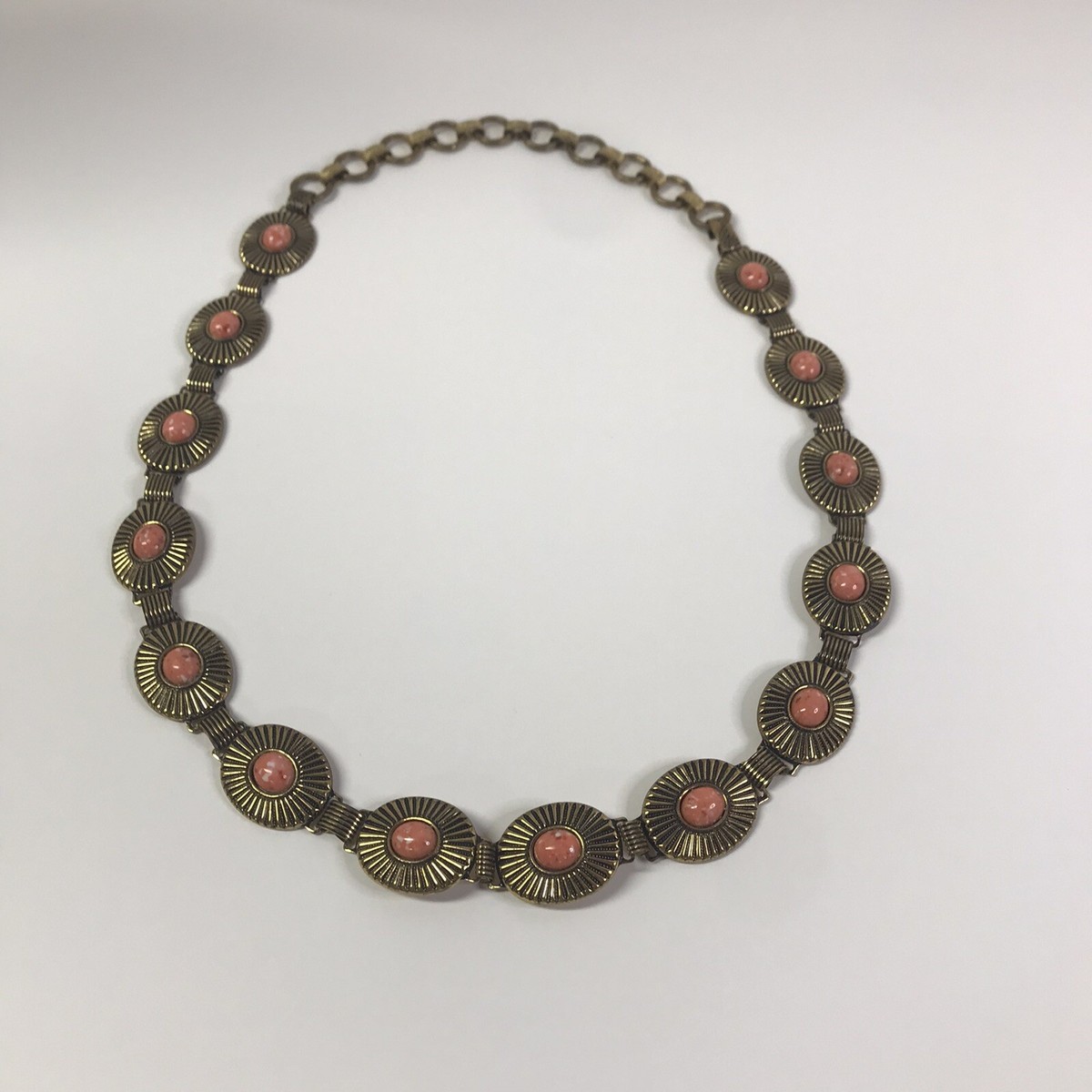 Chain Belt with colorful stones. Vintage Western Metal Waist Chain Link Belt with Turquoise  main image 2