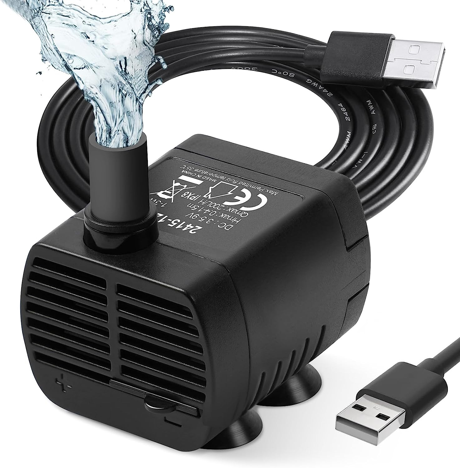 Flintronic Submersible Water Pump, 200L/H USB Water Pump for Aquarium, Fish Tank
