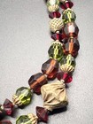 Vintage Jewel Tone Crystal 2 Strand Beaded Necklace Gilt Brass Beads Leaf Clasp — photo 5