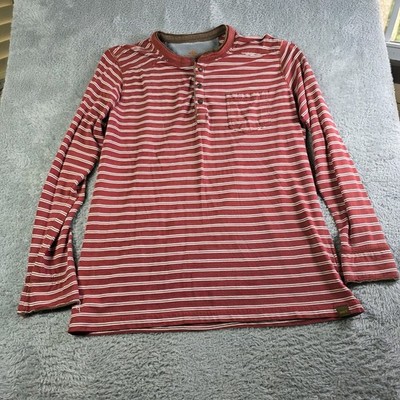 Northwest Territory Mens Long Sleeve Henley Shirt, M Striped Vtg