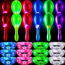 Libima 24 Pcs LED Light up Tambourine Tambourin and Mini Maracas Musical Adul...