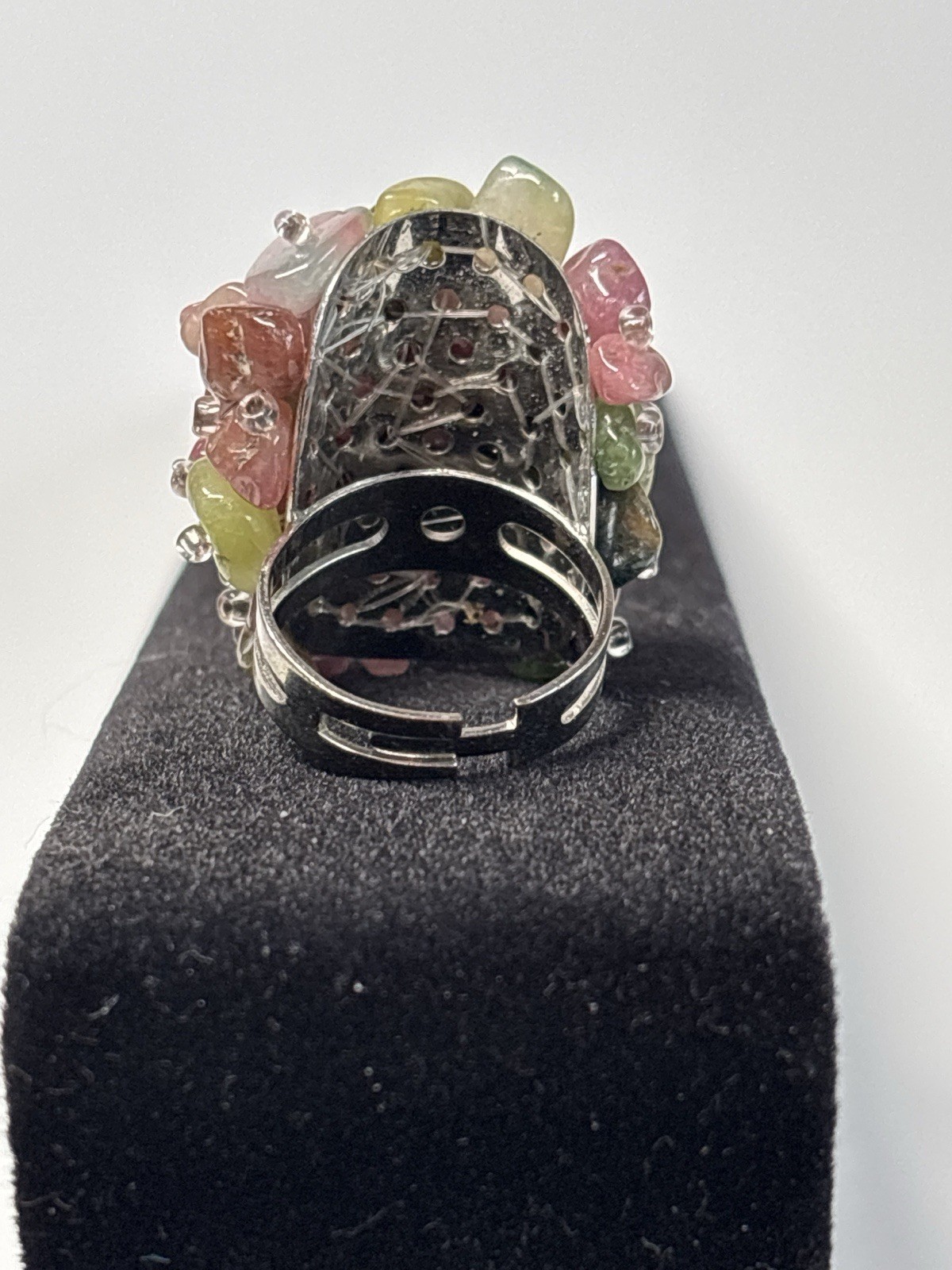 Handmade Tourmaline Cluster Statement Ring Silver… - image 3
