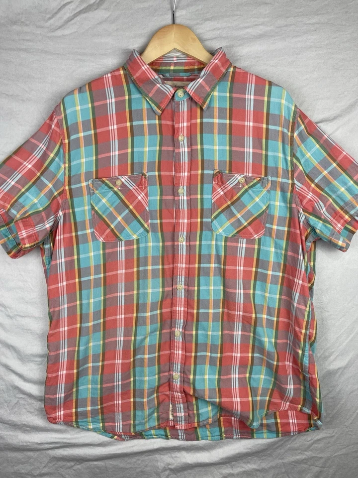 Camisa Denim & Supply Para Hombres 2XL XXL Ralph Lauren Madras Bolsillo Botón Cuadros Preppy Foto 2 de 4