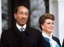 Egyptian President Mohammed Anwar El Sadat his wife Jehan March 29- Old Photo