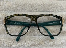 Vintage Christian Dior Oversized Eyeglass Frames Green Gold No Lenses