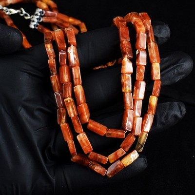 Precious 3 Strand Cherry Quartz 263.00 Cts Beaded Stunning Necklace VK 08 E748