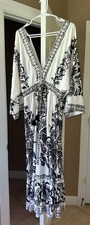 Farm Rio Amazing Long Dress White and Black. EUC Size M 100% Cotton
