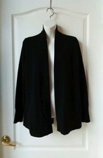 NWT J. Crew 100 Cashmere Black Shawl Collar Side Pockets Open Cardigan - Small
