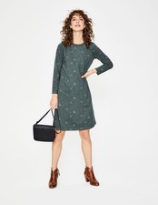 Boden French Terry Jersey Sweatshirt Dress in Star/Arrow Print Green Women’s 10L