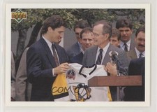 1991-92 Upper Deck UD Logo Hologram Mario Lemieux George HW Bush #47 HOF rg5