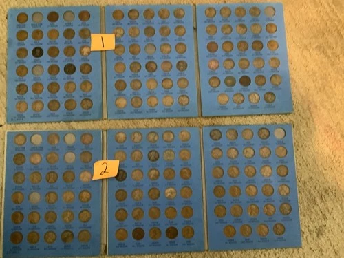 TWO 1909-1940 Lincoln Wheat Albums, Both Almost Full,84/89, FreeS@H