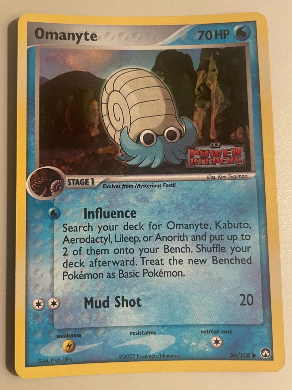 Omanyte 56/108 Power Keepers Reverse Holo 2007