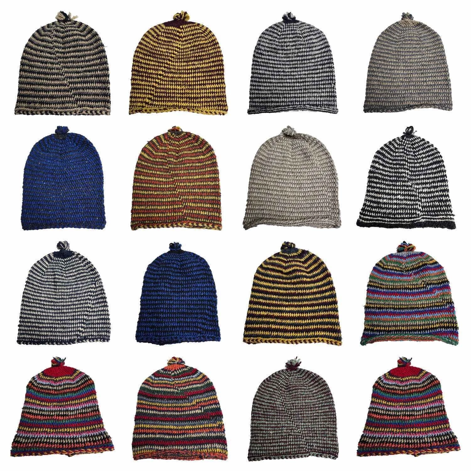 Unisex Winter Multicoloured Beanie Moroccan100% Hand Knitted Wool Hats