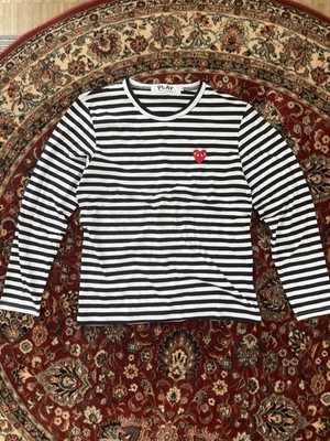 Comme des Garçons PLAY Herren Langarm T-Shirt gestreift Rundhals Logo M