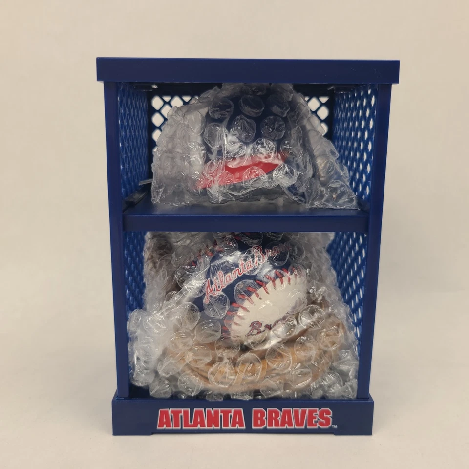 Atlanta Braves Mini Team Locker Set w/ Helmet Ball Baseball Glove MLB 2006 - Image 2 of 4