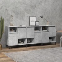Sideboard 3Er Set Betongrau 60X35X70 Cm Holzwerkstoff Wohnzimmer