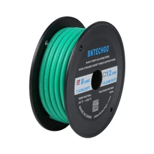 8 Gauge Silicone Wire Spool 25 ft Green Flexible 8 AWG Stranded Tinned Copper...
