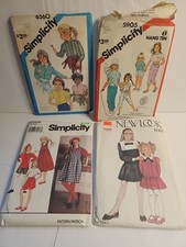 Lot Of 4 Sewing Pattern Girls Wardrobe Pants Shirt Dress Assorted Sizes Cut Vtg