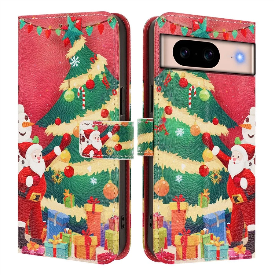 For Google Pixel 8 Pro 8A 9A 7A 9 8 7 6 5 Christmas Pattern Wallet Phone Cover - Image 2 of 4