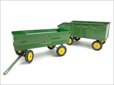 Lot of 2 1970s Vintage John Deere Box Wagon Pressed Steel Farm Toys by Ertl