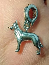 Bracelet Charm Alsatian Dog German Shepherd S925 Sterling Silver + Velvet Pouch