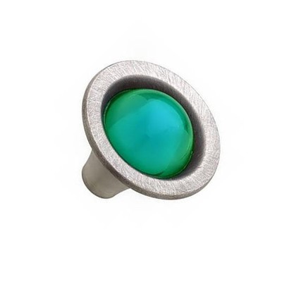1-1/4'' Glass Knob Emerald & Brushed Satin Pewter