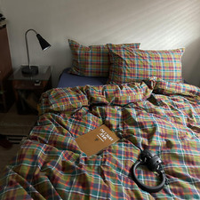 MKXI Buffalo Plaid Duvet Cover Set 3 Piece Vintage Bedding in Kelly Green, Navy
