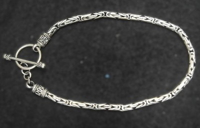 Vintage Bali Sterling Silver 925 Byzantine Toggle Style 2.5mm Bracelet  7''  331F