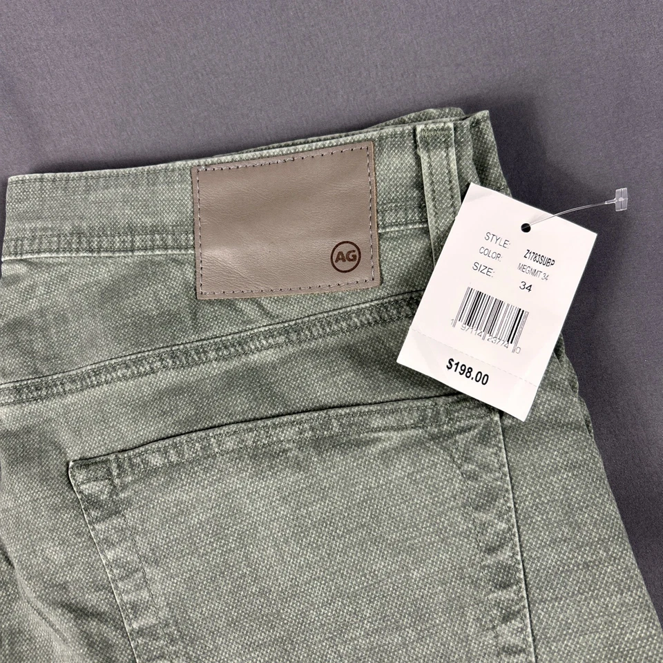 Jeans AG Tellis Modern Slim Denim 34 x 34 Verde Algodón Spandex Nuevos con Etiquetas Precio de venta sugerido por el fabricante 198 USD Foto 2 de 4