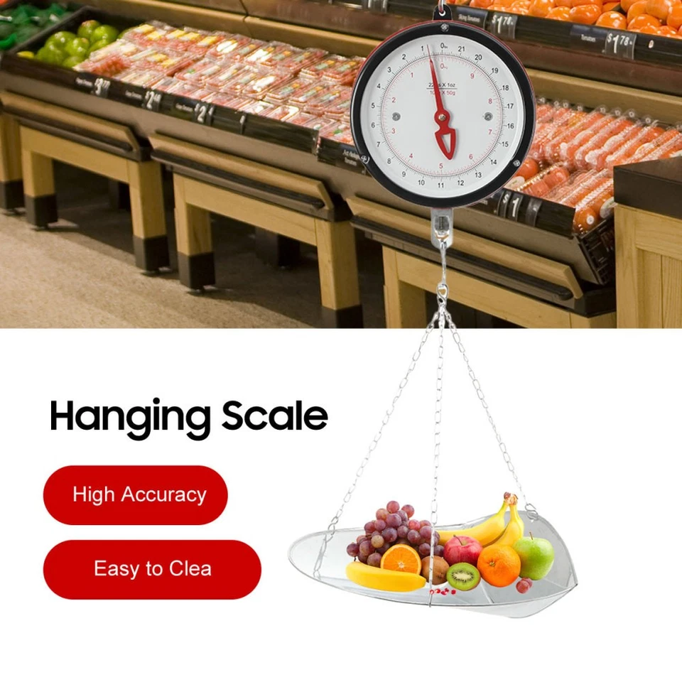 Hanging Mechanical Weight Scale, Double-Sided Dial Hanging Scale with Scoop 44lb - Image 3 of 4