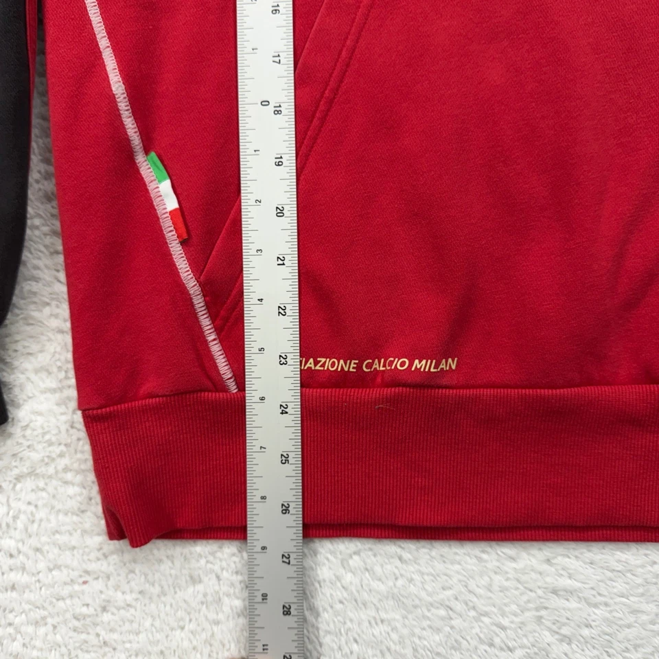 Adidas AC Milan Soccer Hoodie Red Black Athletic Pullover Mens Size L - Image 4 of 4