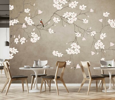 3D White Flower Branch ZHUA825 Wallpaper Wall Murals Removable Self-adhesive Amy