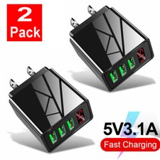 2 Pcs Fast Quick Charge 3-Port USB Hub Wall Charger Power Adapter US Plug