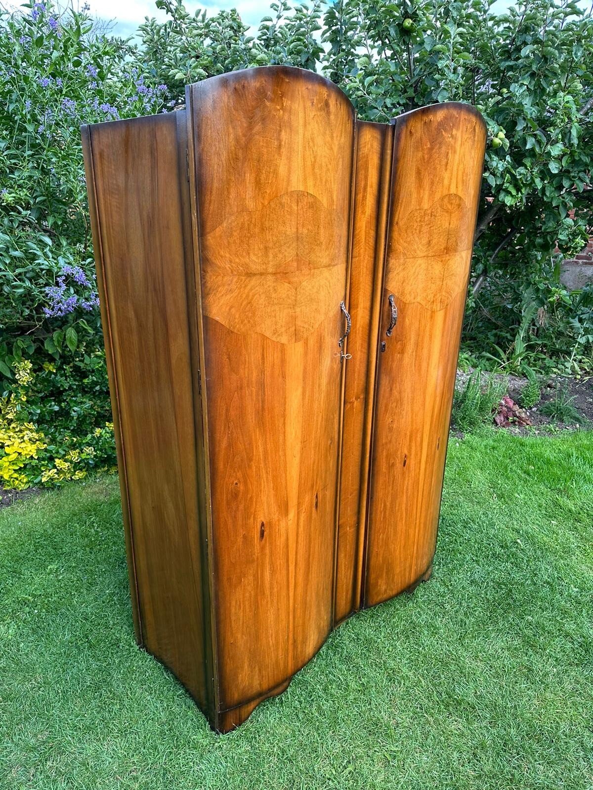 Antique Art Deco 1930s Burr Walnut Veneer Double Wardrobe eBay