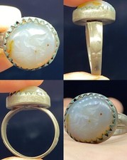 Unique Ancient Roman Agate intaglio beautiful Old bronze Ring