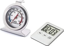 Oven Thermometer Gas,Electric, Aga,Pizza Oven S -Steel Body-Timer Colour Varies