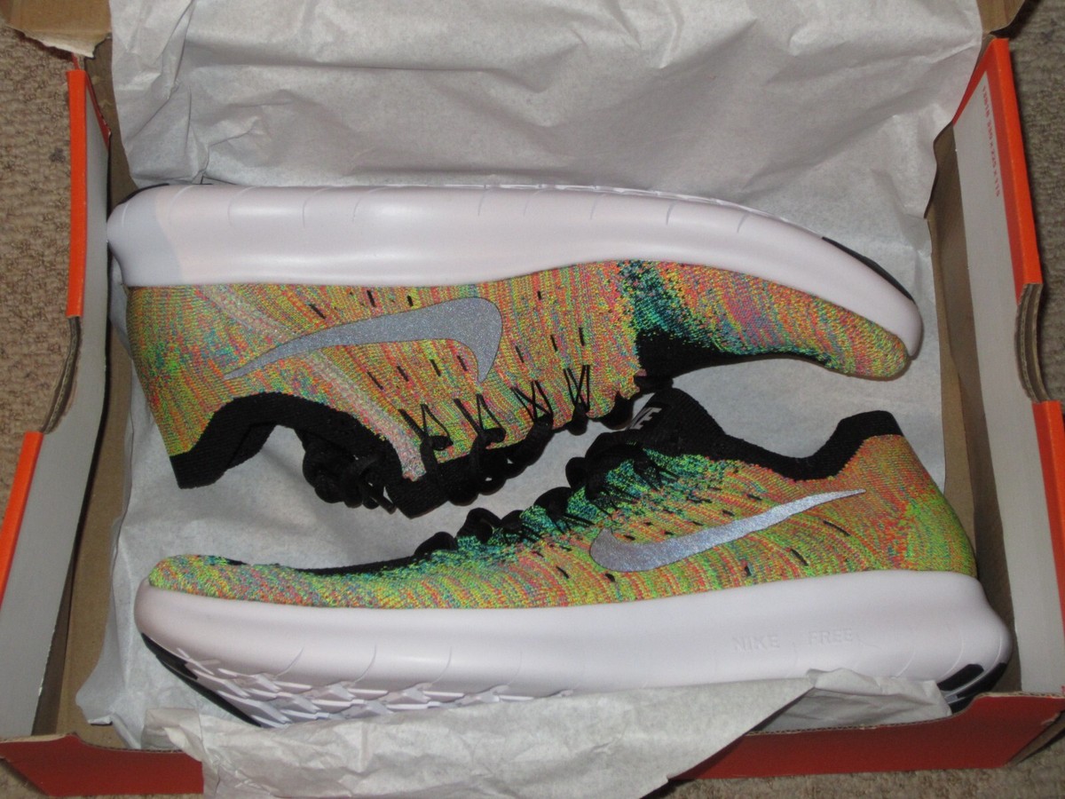 Nike Free RN Flyknit 2017 Multicolor Black Blue Lagoon Size 