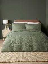 Image of Duvet Cover Bed Set Luana Pinsonic Leaf Microfibre 3DEffect by Serene Dark Green
