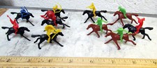 vintage 1960s set of small 10 plastic toy Cowboys  Native Americans on Horses