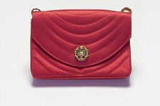Vintage 1990’s CHANEL CC Red Satin Camellia Gripoix Clasp Shoulder Clutch Bag