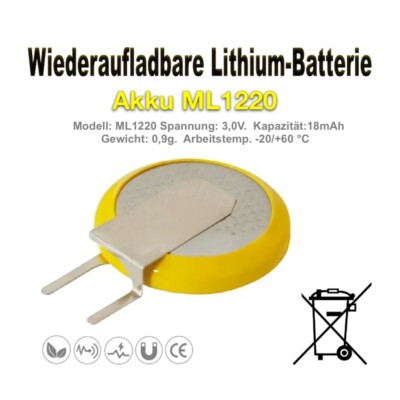 ML1220 Wiederaufladbare CMOS RTC BIOS Batterie Knopfzellen Akku