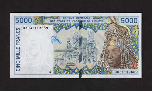 F.C. AFRICA DEL OESTE , COSTA DE MARFIL , 5000 FR. 2002 , S/C (UNC) , P.113Al - 第 1/2 張圖片