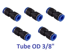 Straight Union Pneumatic Push In To Connect Air Fitting Tube OD 3/8" 5 Pieces