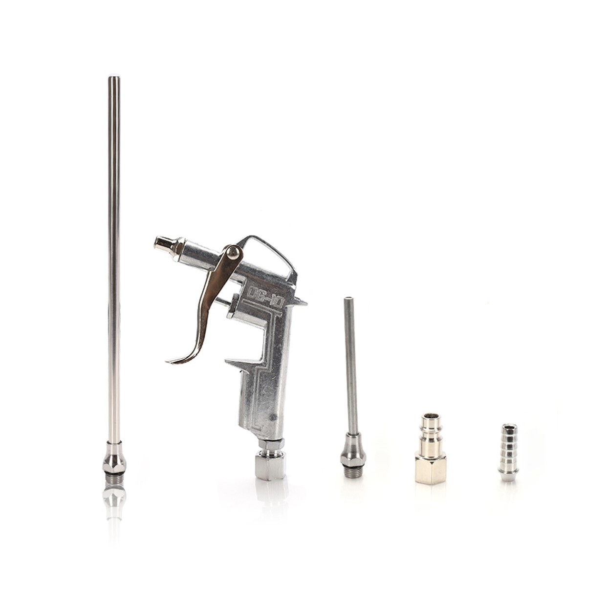 Set Pistola in Metallo per Aria Compressa con Ugelli <ul><li>Pistola soffiaggio