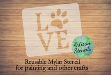 Love Dog Paw Stencil Reusable Mylar - Wall Stencil - Cookie Decorating Stencil