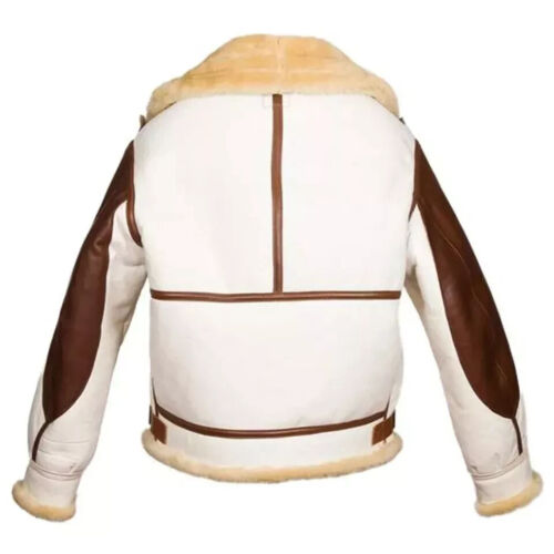 Bomber Aviator RAFB3 Genuine Leather Jacket SheepSkin Shearling Fur Flying Coat - Picture 4 of 7