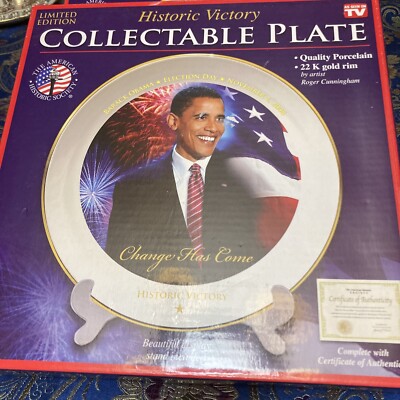 Limited Edition Barack Obama History Victory Collectable Plate 22K